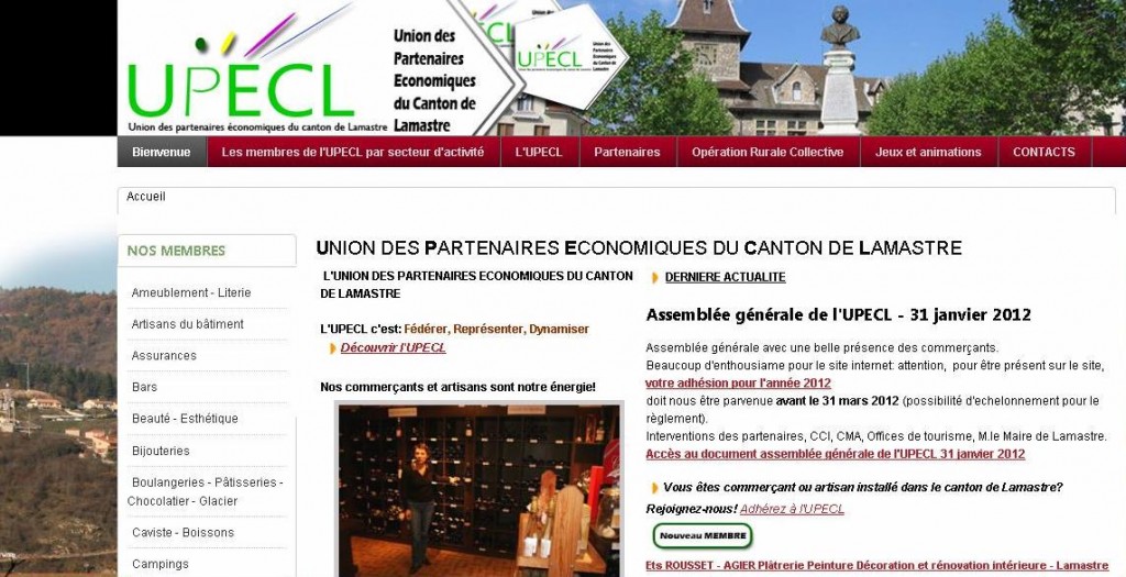 site internet UPECL commerçants artisans Lamastre
