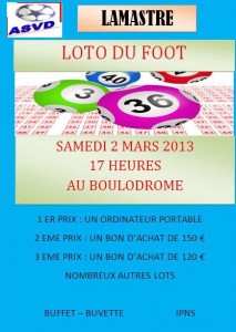 AFFICHE ANNONCE LOTO FOOT  ASVD 2013