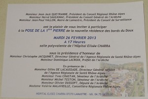 invitation première pierre EHPAD lamastre