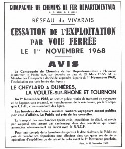 arrêté fermeture CFD 1968 Ardèche