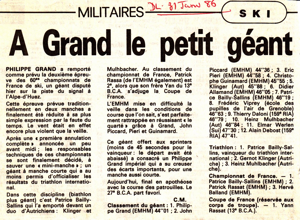 PHILIPPE GRAND champion france militaire geant 1986