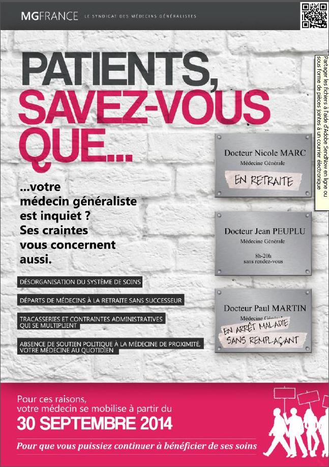 affiche MG France journée du 30 septembre désertification médicale