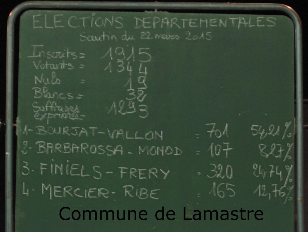 resultat départementales 2015 commune lamastre f