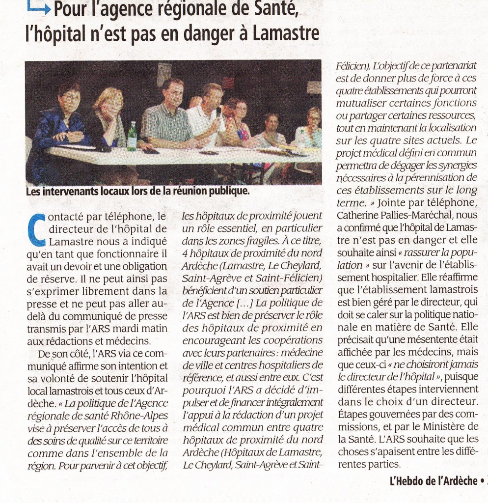 hebdo ardeche 25 juin hopital lamastre ARS f