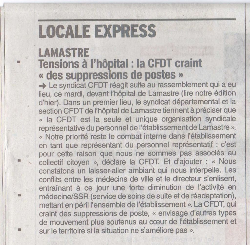 CFDT 8 octobre 2015 communiqué