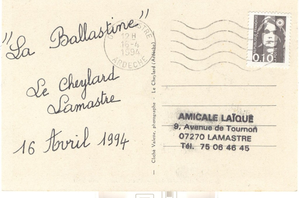 La Ballastine 1994 Lamastre amicale laique dolce via