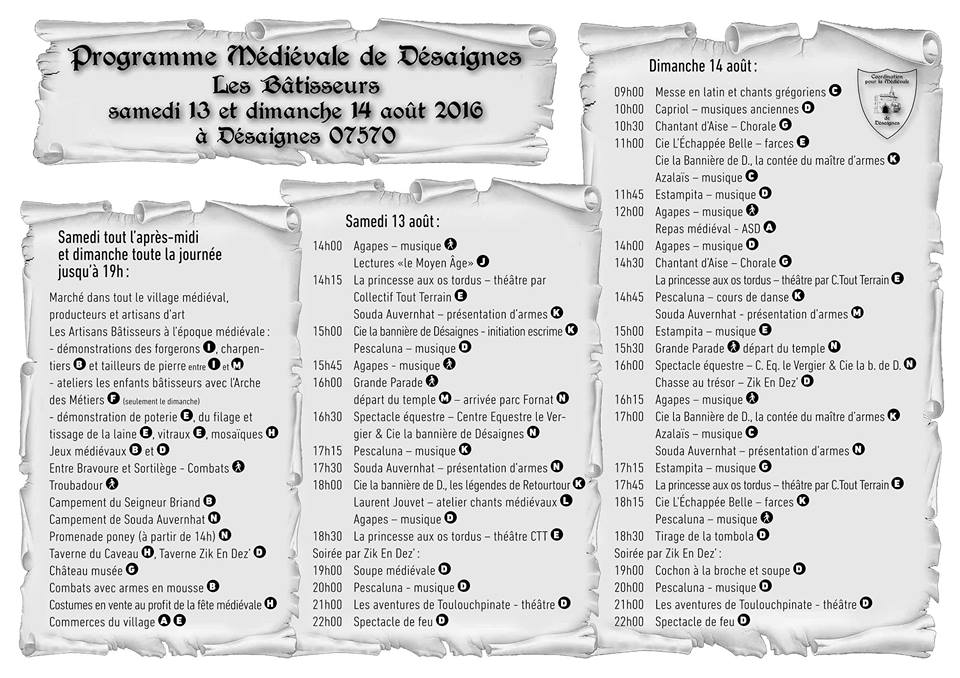 programme medievale desaignes 2016