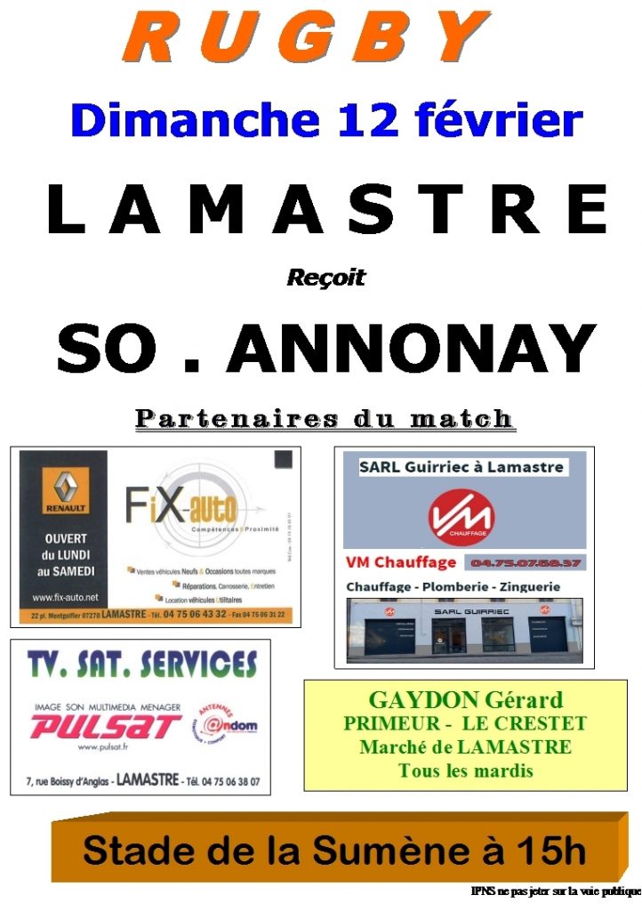 rugby lamastre SOANNONAY