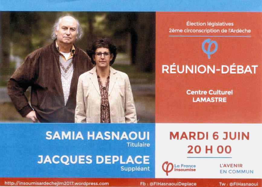 insoumis lamastre réunion pubique samia hasnaoui deplace