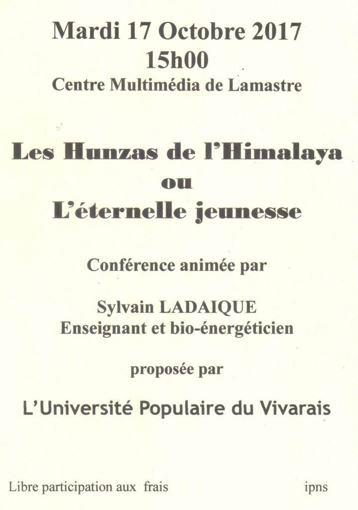 Affiche conférence Les Hunzas