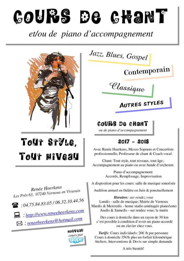 Cours de chant depliant renee heerkens