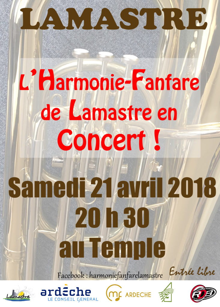 Affiche Concert fanfare lamastre 21avr2018