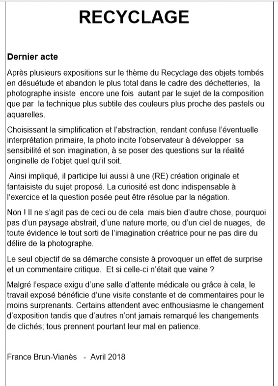 recyclage dernier acte brun vianes texte