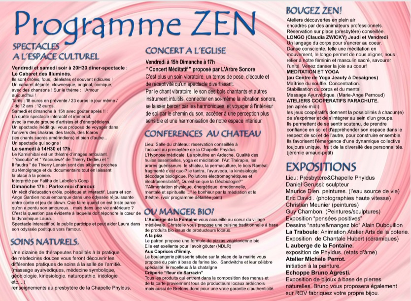 programme zen desaignes salon