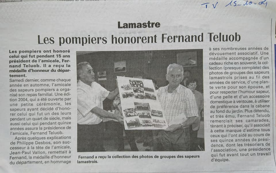 Fernand teluob amicale pompir hebdo ardeche TV