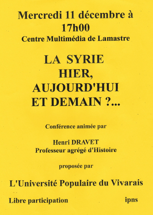 la syrie hier et aujourd'hui henri dravet