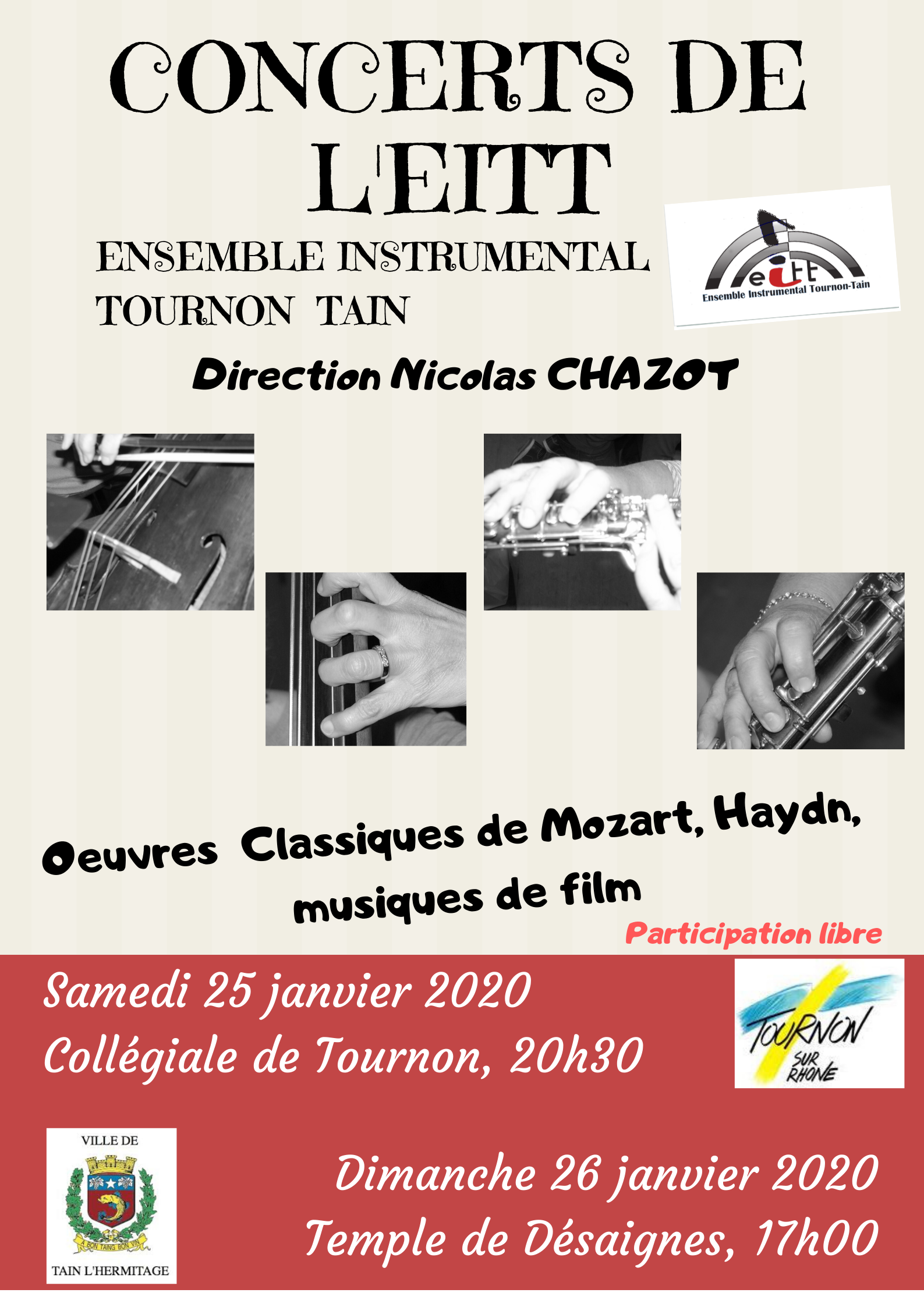 EITT affiche concerts ensemble instrumental tain tournon janvier