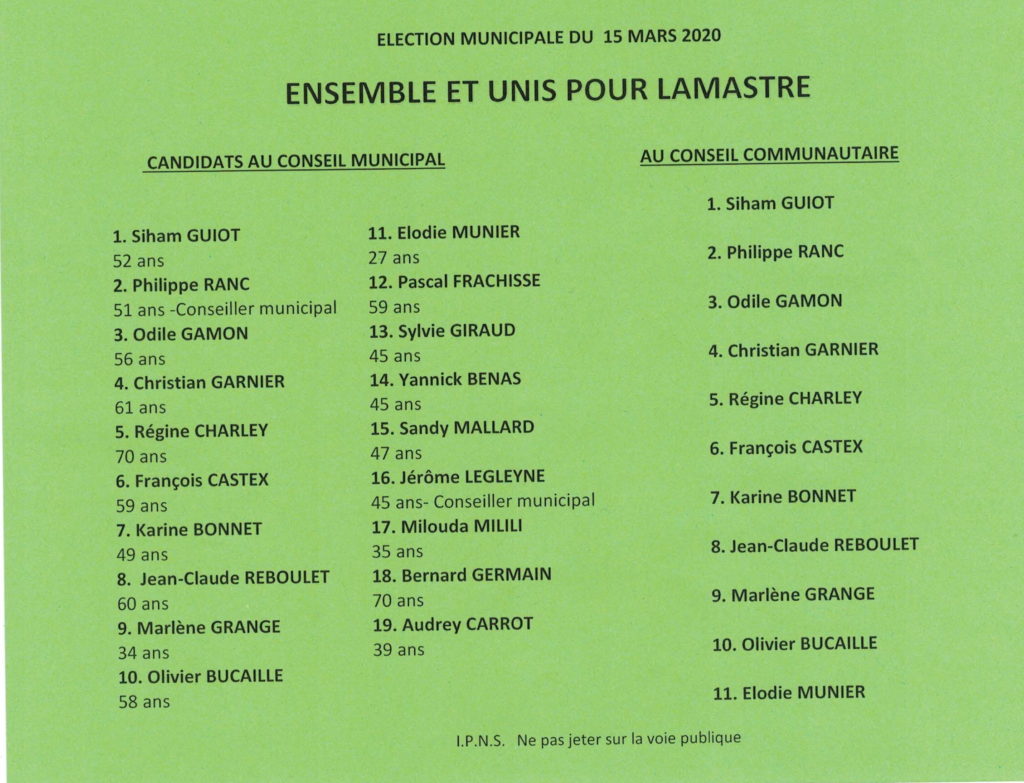 ensemble unis lamastre ordre préséance f