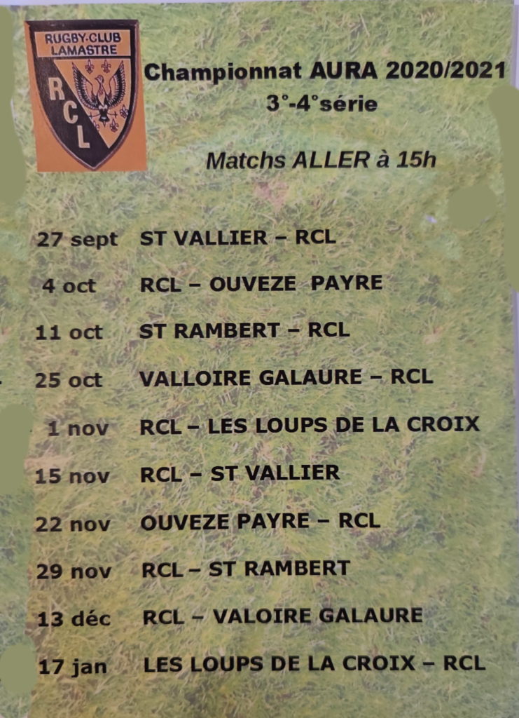 PROGRAMME match aller rugby lamastre 2020 2021 aura F