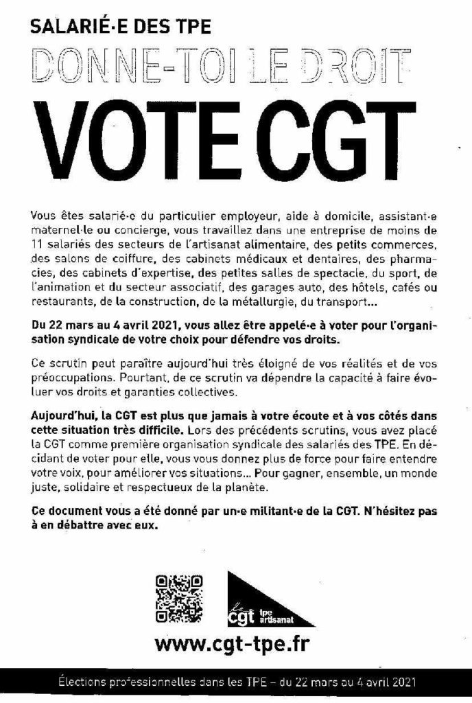 Flyer CGT Elections TPE 22 mars au 4 avril PAGE 1 Bis