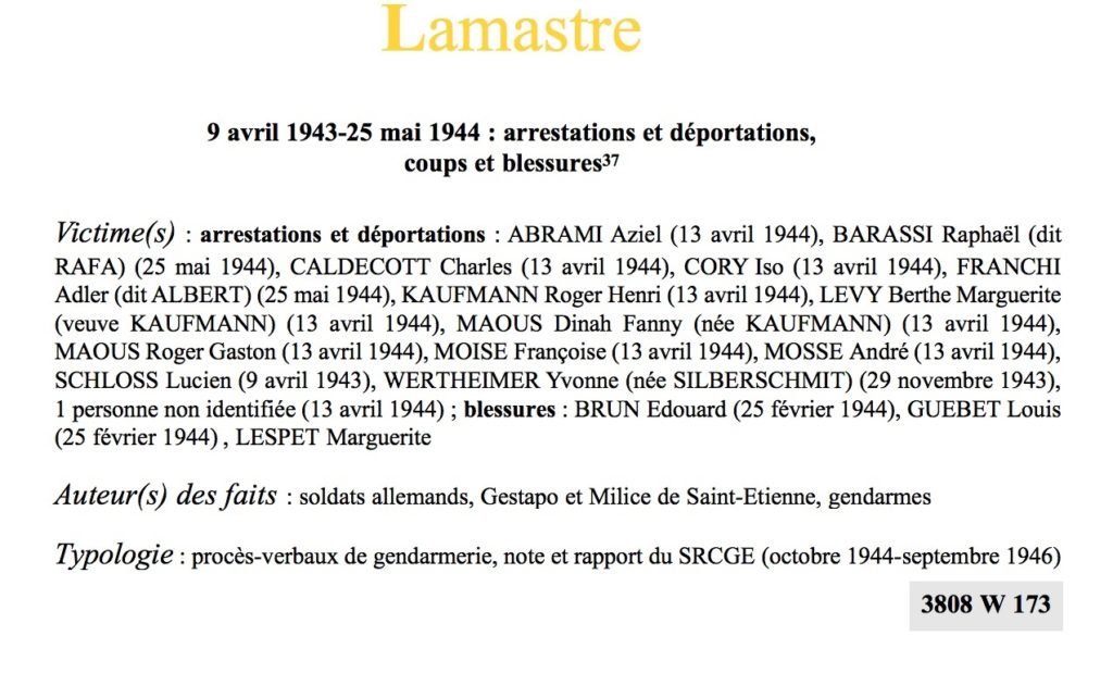 Exactions Lamastre reference memorial de l'oppression