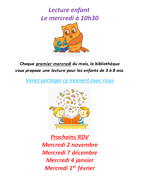 date lecture enfant bibliotheque lamastre novembre 22