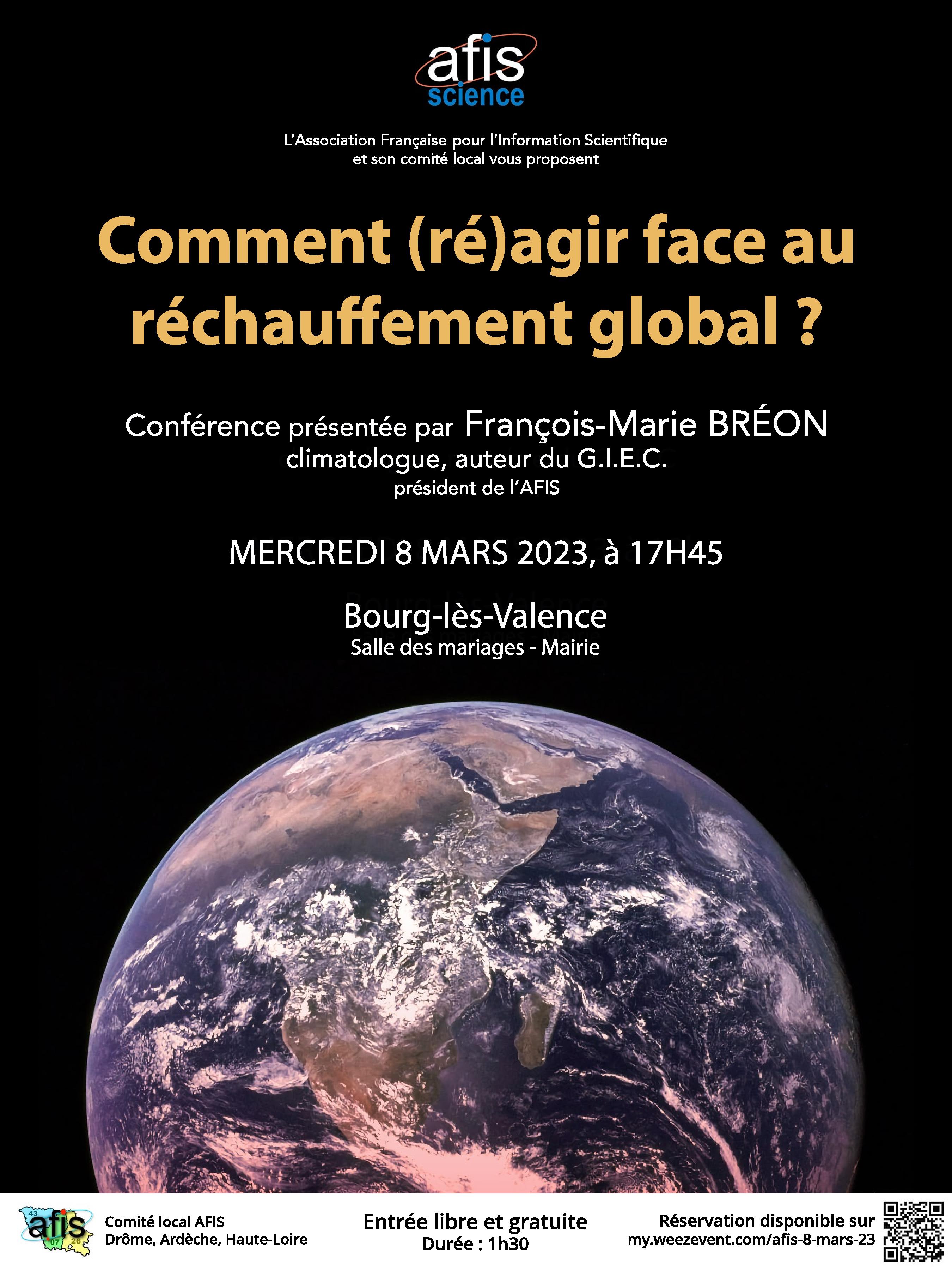 affiche conference AFIS rechauffement global