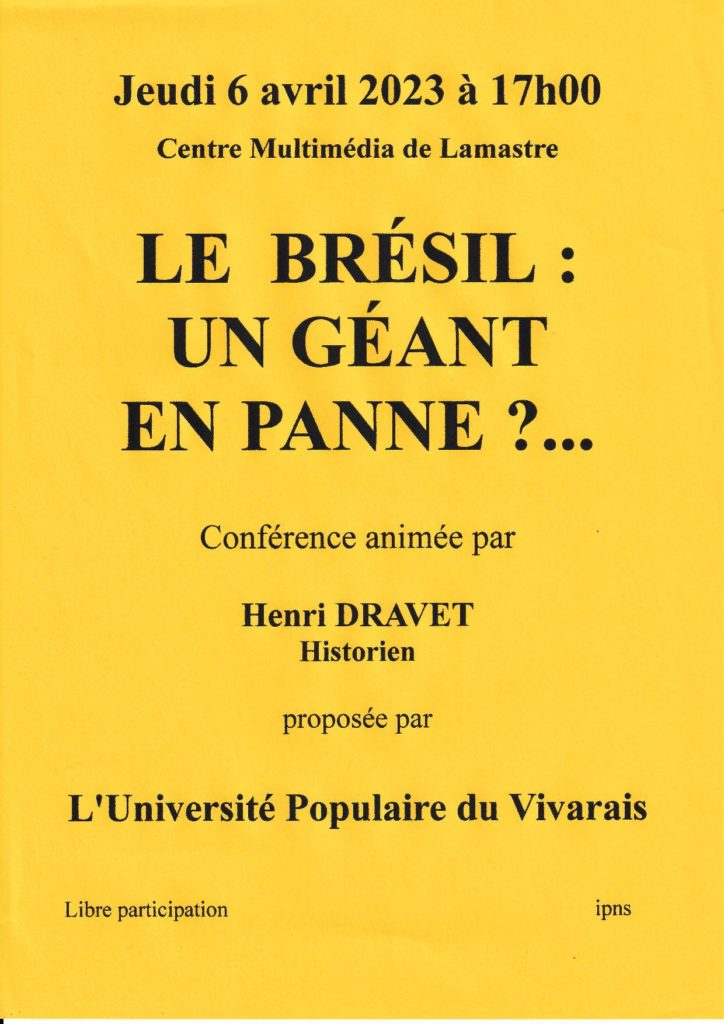 Affiche Conférence Le Brésil UPV LAMASTRE