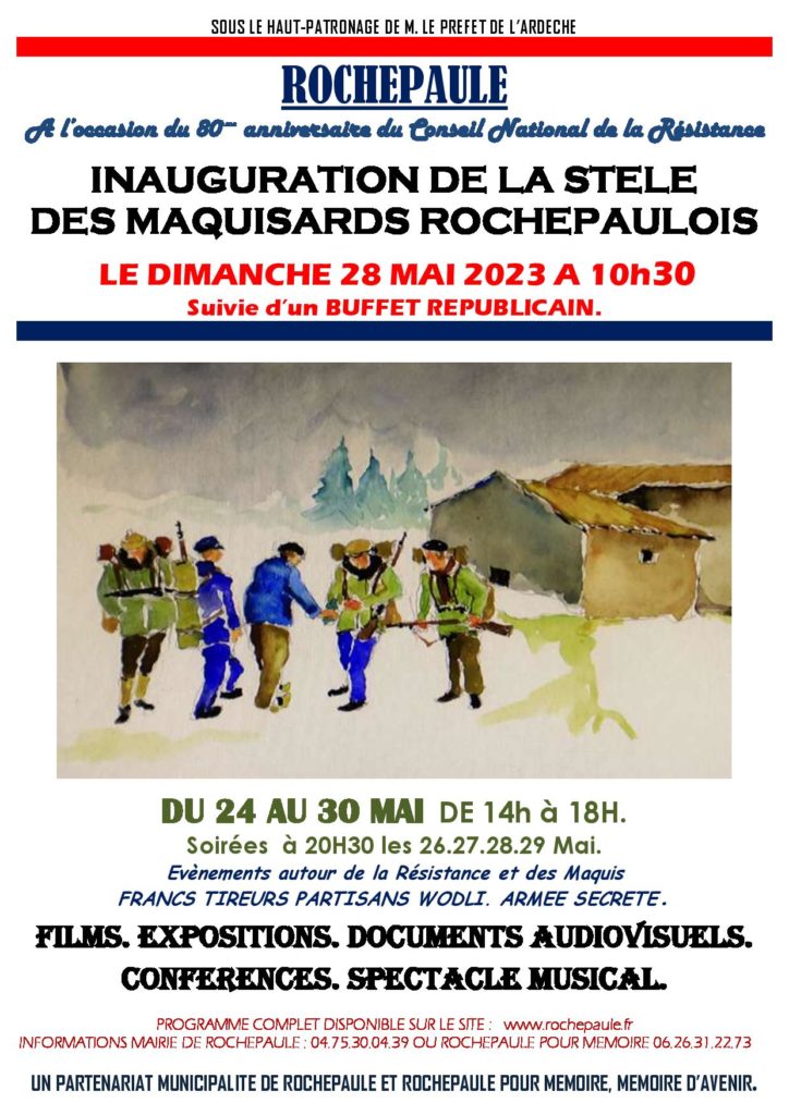 AFFICHE DE LA MANIFESTATION rochepaule 28 mai resistance