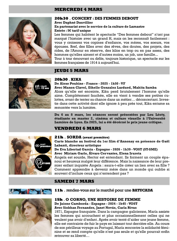 liste 1 programme autour delles 2026