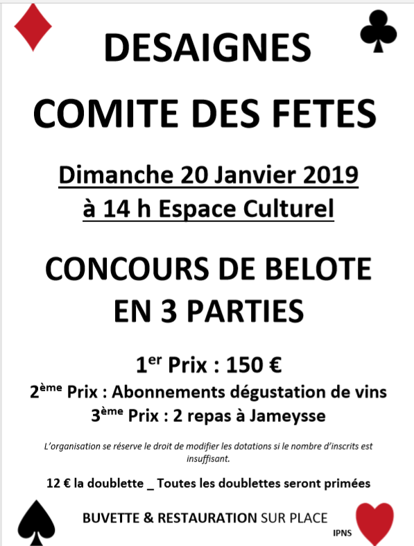 belote 2019 comité desaignes