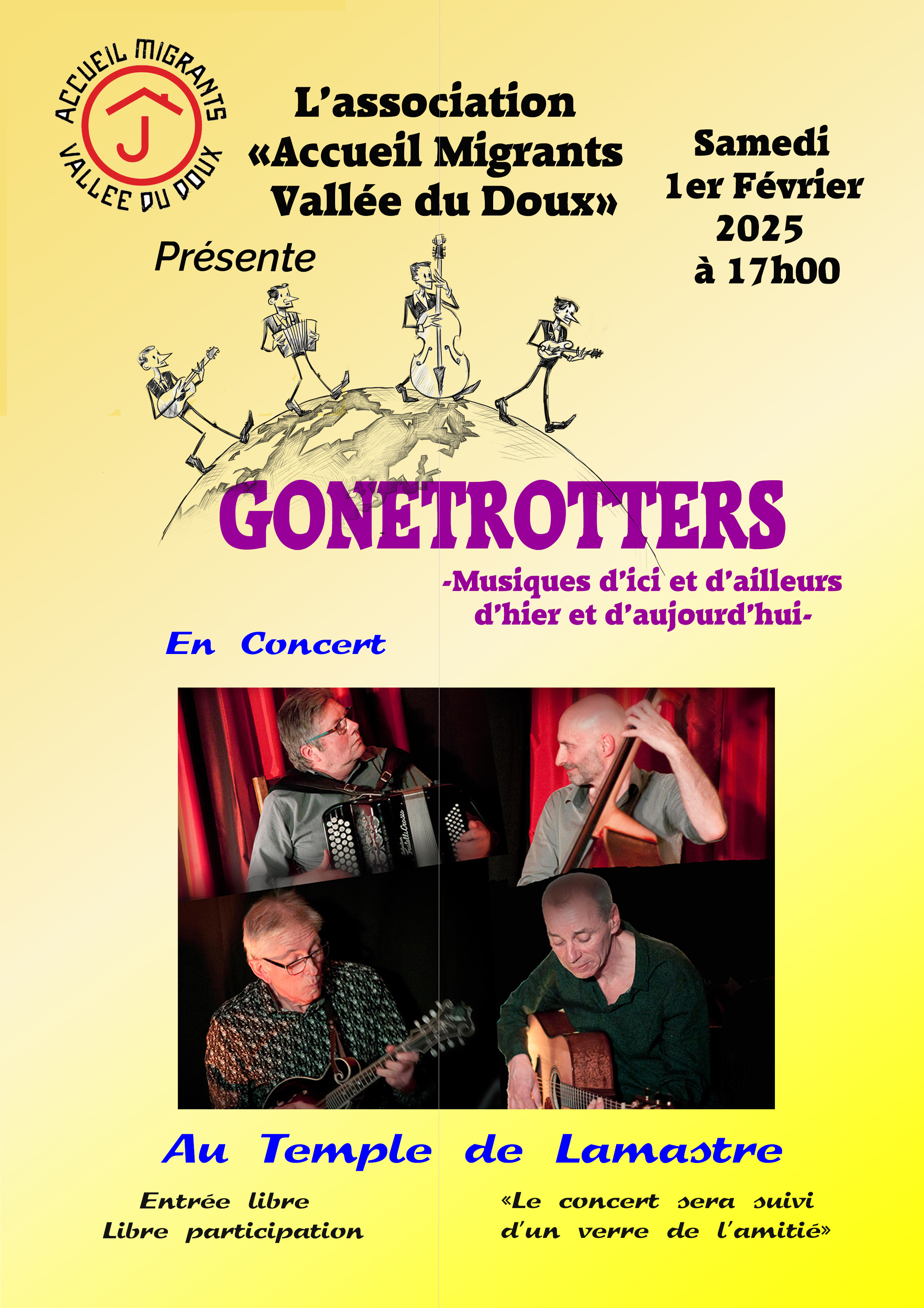 Concert Temple Lamastre février 2025 migrant vallee doux